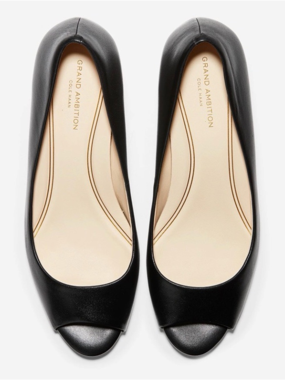 Cole Haan Black Grand Ambition Peep-Toe Flats